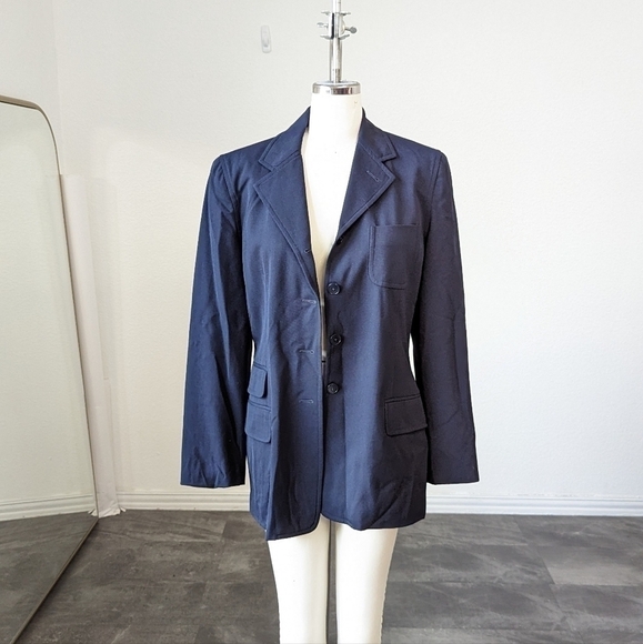 Banana Republic Wool Blend 4 Buttons Blazer Jacket Navy Blue 6 business office - Picture 1 of 9